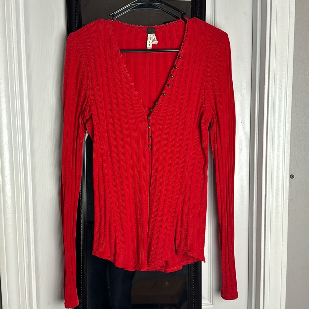 We The Free Free People Red button top